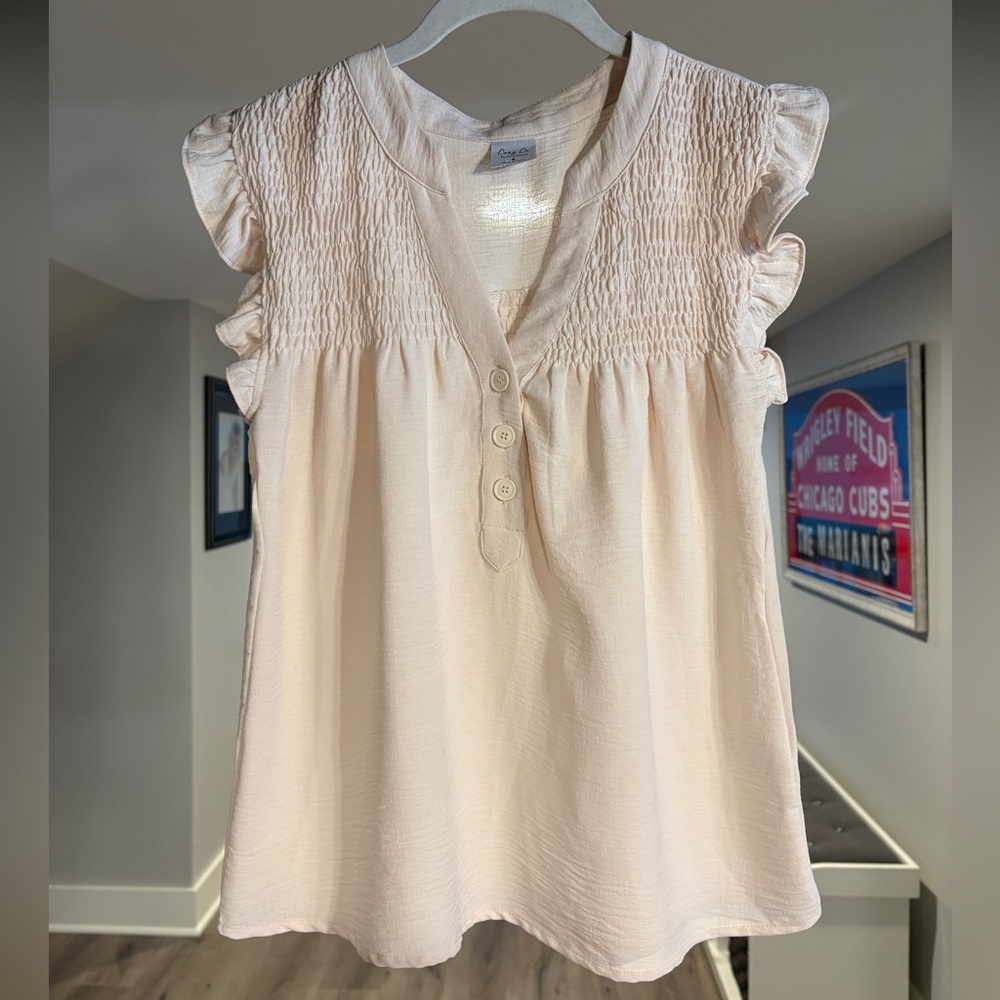 Cozy Casual Cream Ruffle Blouse